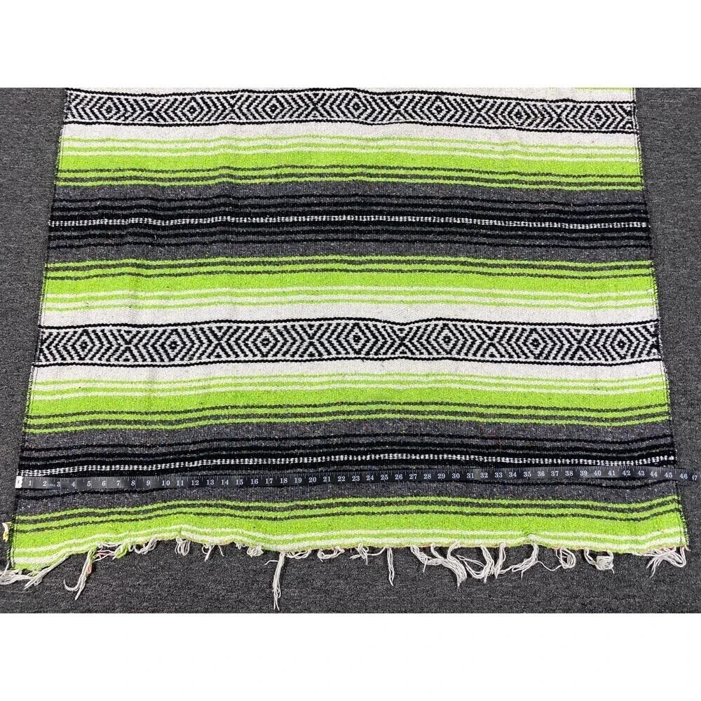 Vintage Navajo Style Hand Made Mexican Blanket with Fringes Frank’s Multicolor